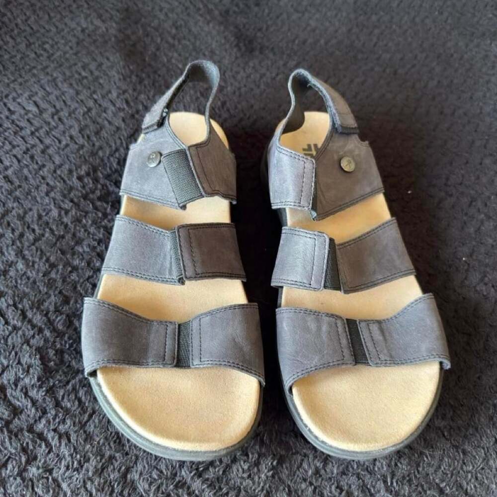 Kuru Coda Leather Sandals Size 10 Medium Gray Orthopedic